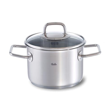 Fissler Viseo / stainless steel pot (2.1 - Ø 16 cm) with glass lid, internal scale, pouring rim, induction cooking pot, energy-saving, for all stove types - also induction on sale